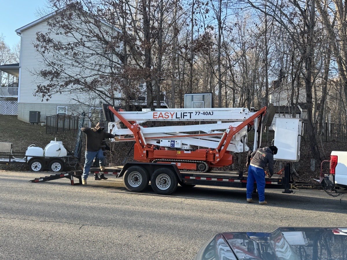 Professional tree service equipment on location